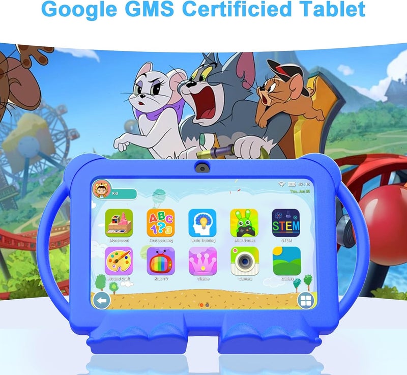 HOTTABLET Kids Tablet 7 inch Android 12, 4GB RAM 32GB ROM, 512GB Expandsion, with Parental Control, WiFi, Bluetooth, Dual Camera with Silicone Case, 1PCS(Blue) - Image 3